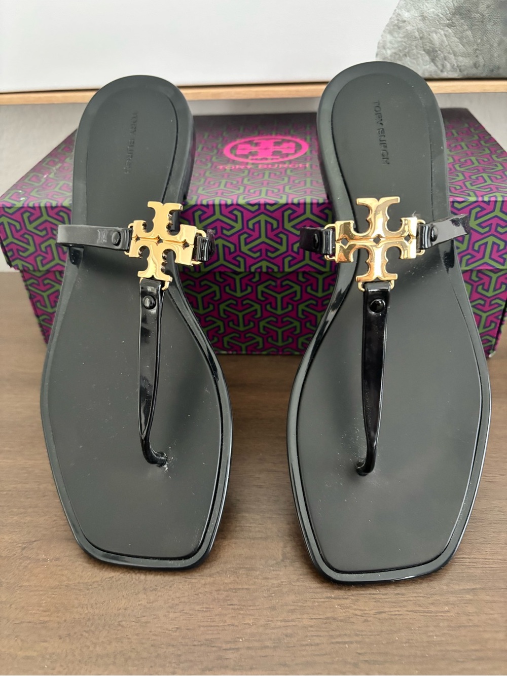 Tory Burch Black Jelly Thong Sandals